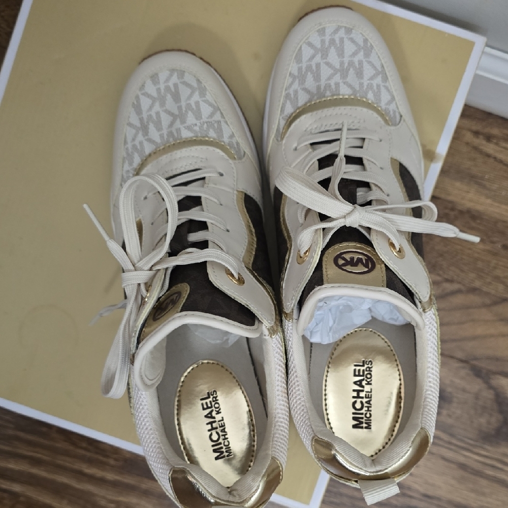 Michael Kors White and Gold Women's Sneakers